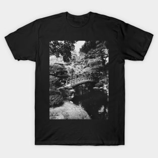 Black and White Shot of Small Bridge in Japanese Garden T-Shirt